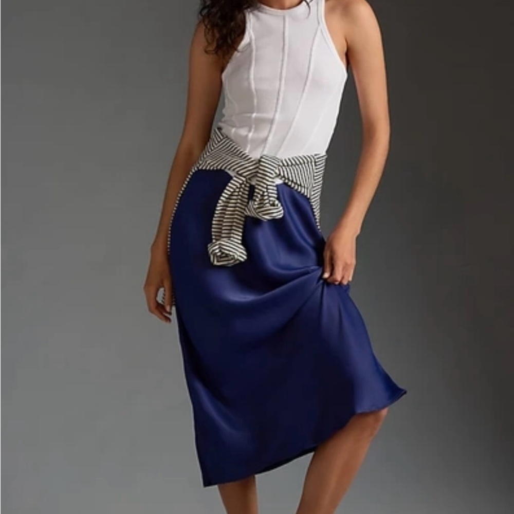 Anthropologie Tilda Slip Blue Midi Skirt